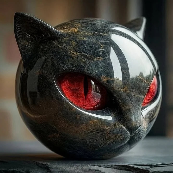 NyxCharm – Escultura Cabeza de Gato Negro Místico
