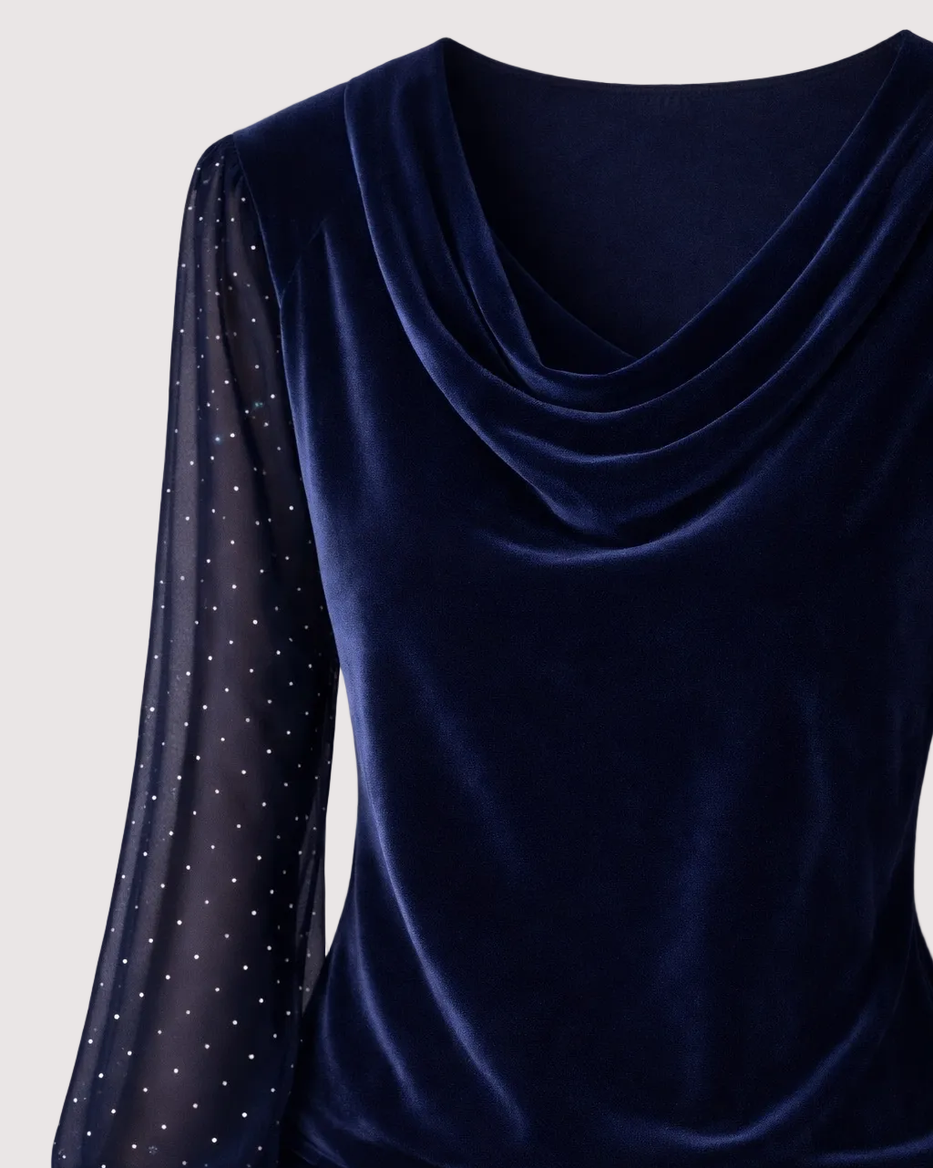 Blusa con Cuello Drappeado Detalles Semitransparentes – Amelia