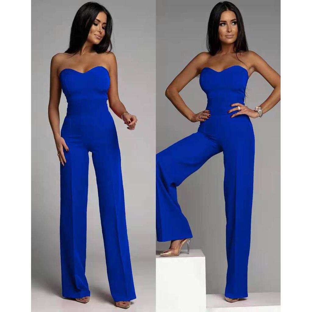 Arianna – Mono elegante sin tirantes de algodón mixto
