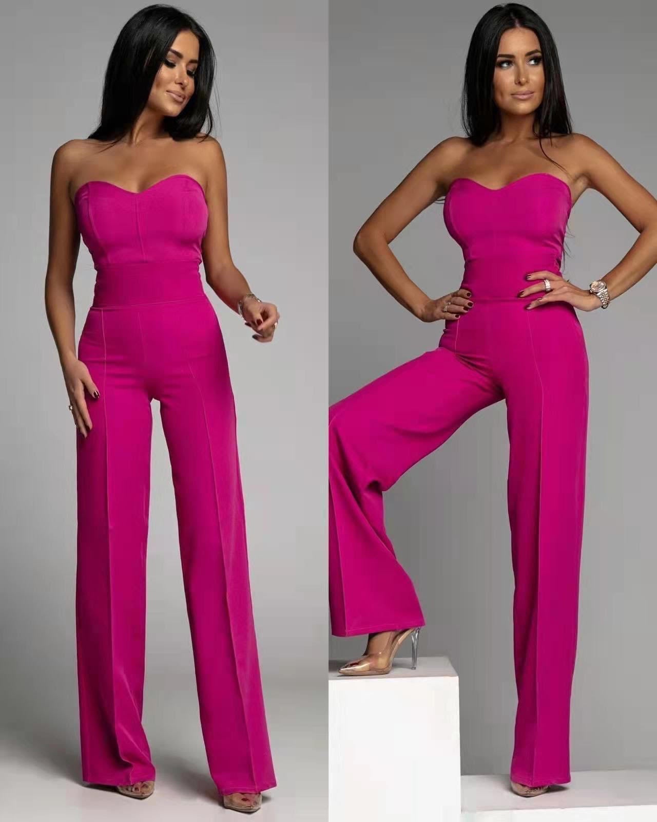 Arianna – Mono elegante sin tirantes de algodón mixto