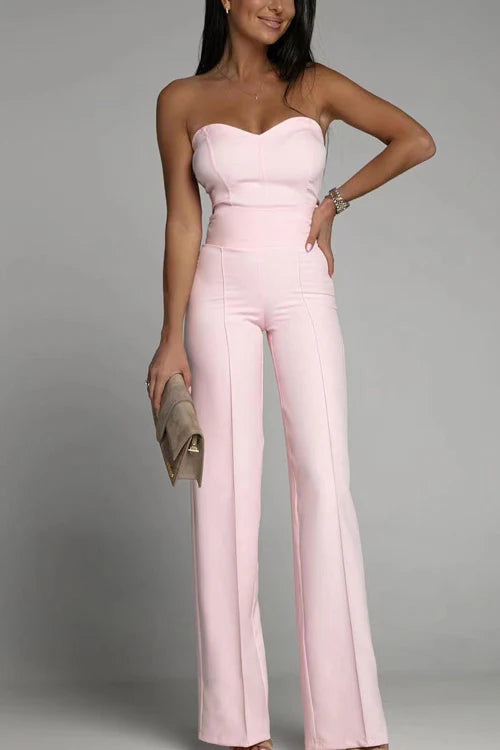 Arianna – Mono elegante sin tirantes de algodón mixto