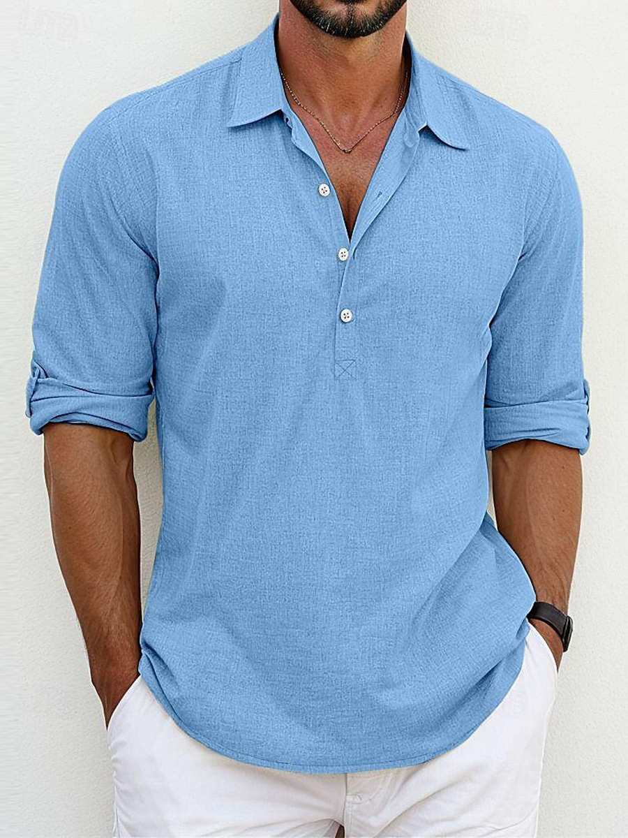 Lorenzo – Camisa clásica de mezcla algodón-lino con estilo atemporal