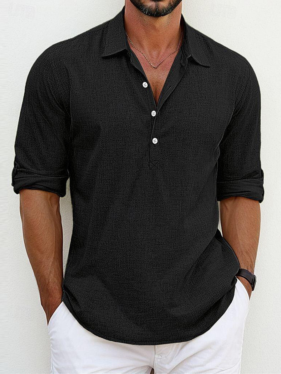 Lorenzo – Camisa clásica de mezcla algodón-lino con estilo atemporal