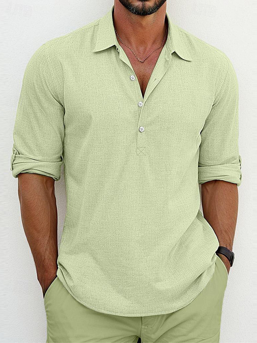 Lorenzo – Camisa clásica de mezcla algodón-lino con estilo atemporal