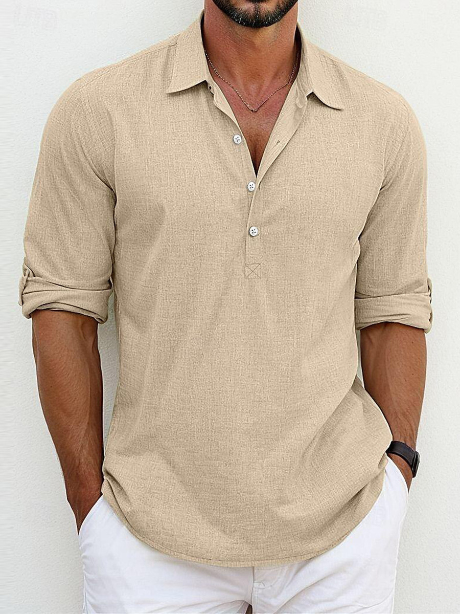 Lorenzo – Camisa clásica de mezcla algodón-lino con estilo atemporal