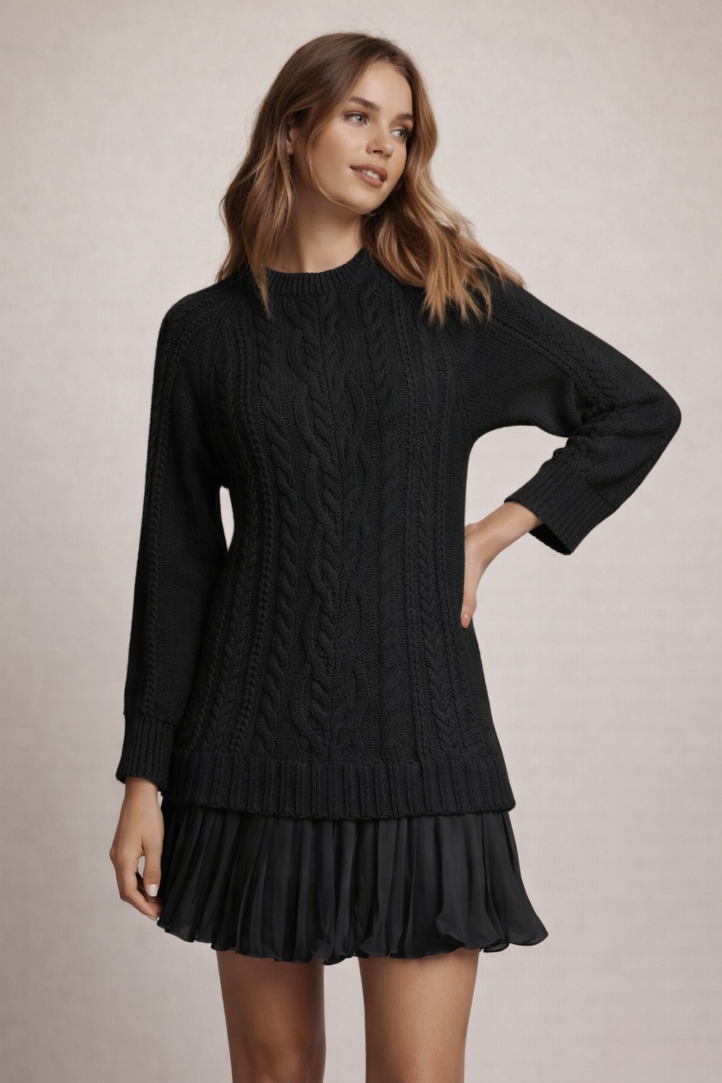 Gabriela – Vestido de Punto con Bajo Plisado
