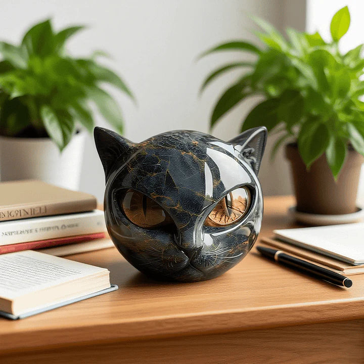 NyxCharm – Escultura Decorativa Cabeza de Gato Negro