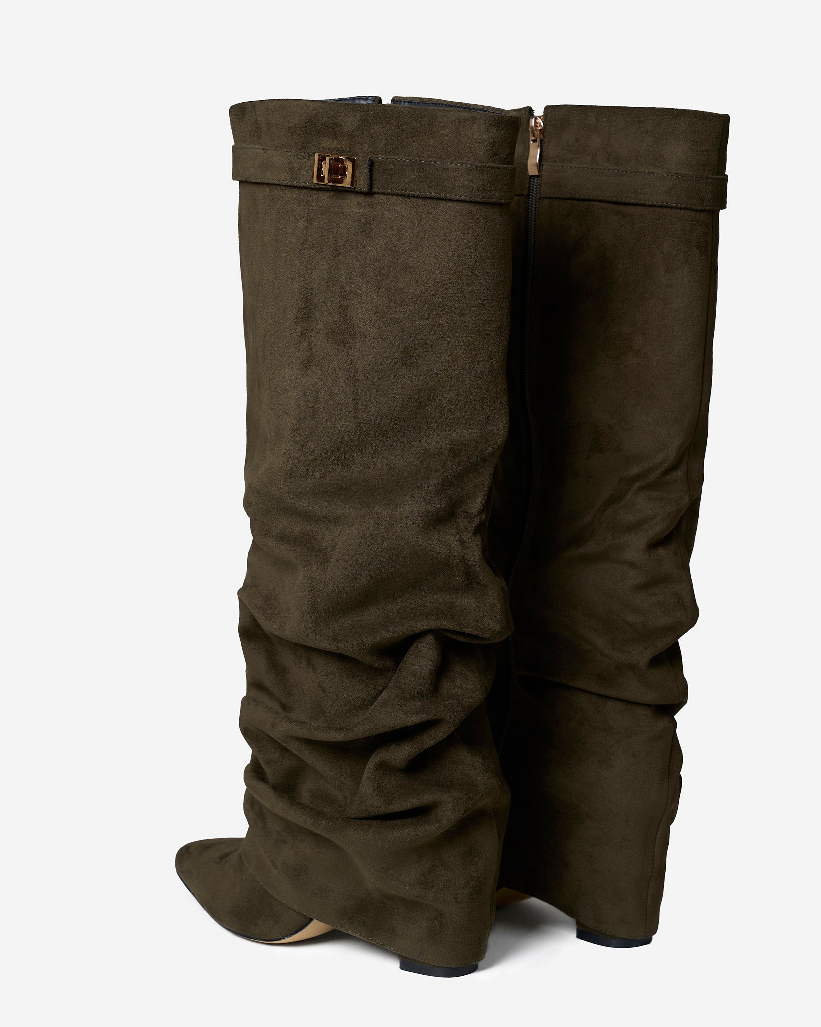 Botas altas de ante Lavista Slouchy - Verde oliva