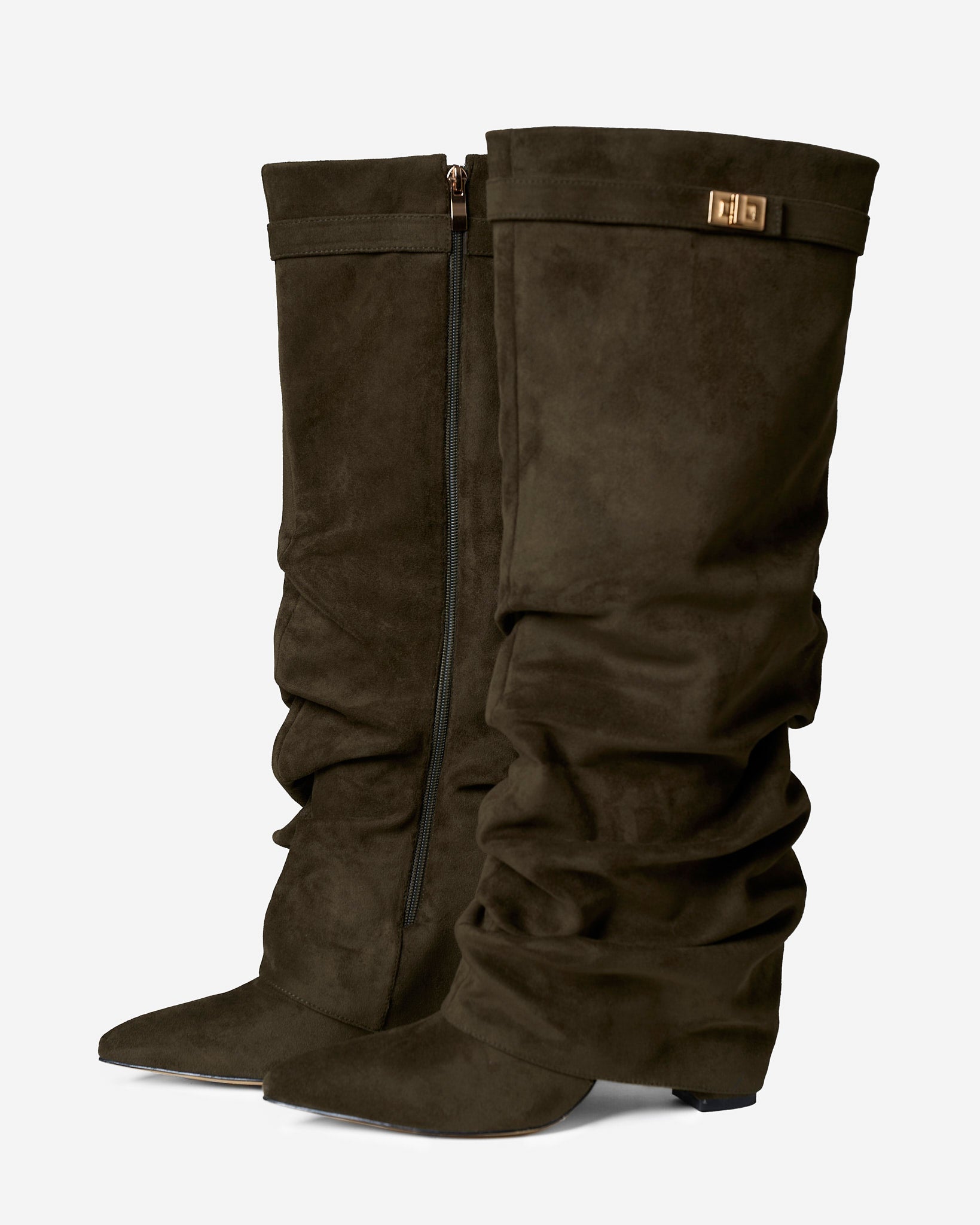 Botas altas de ante Lavista Slouchy - Verde oliva