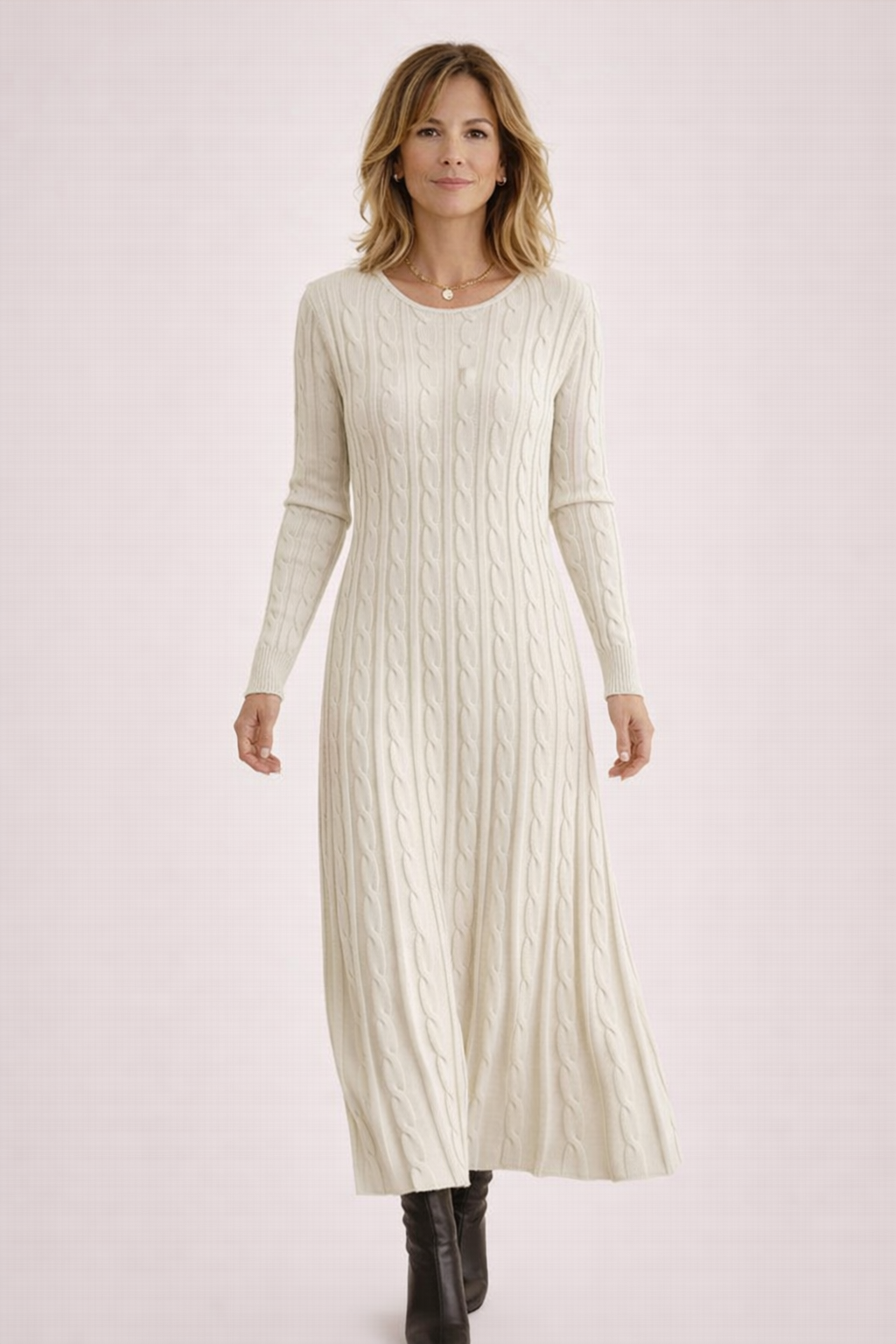 Vanessa – Vestido Largo de Punto & Elegancia Relajada