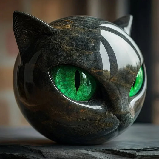 NyxCharm – Escultura Cabeza de Gato Negro Místico