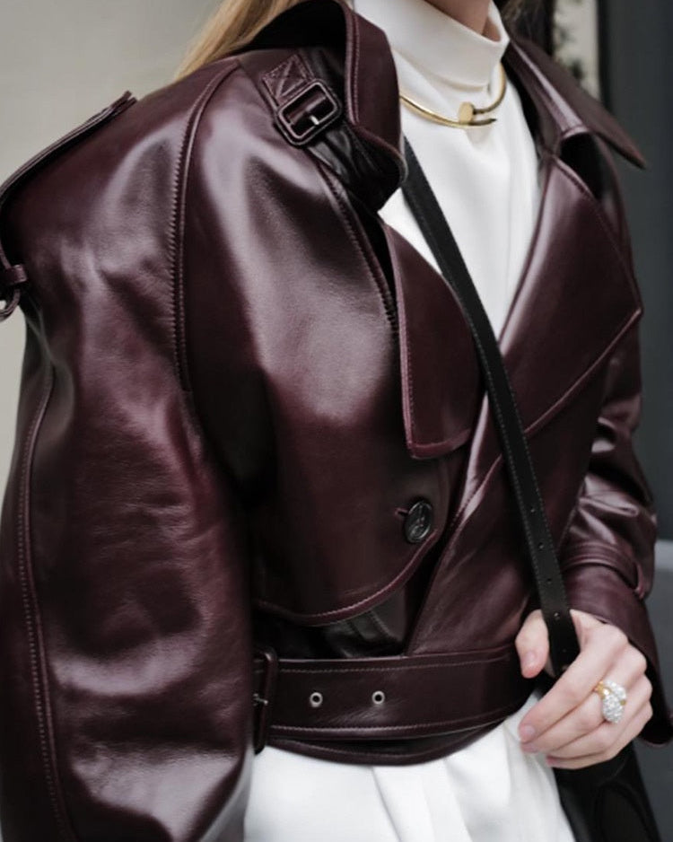 Chaqueta Biker Corta de Piel Sintética