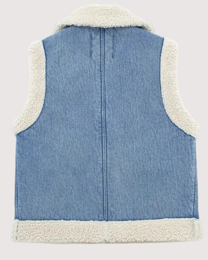 Denim Sherpa – Chaleco de Denim con Interior de Efecto Lana