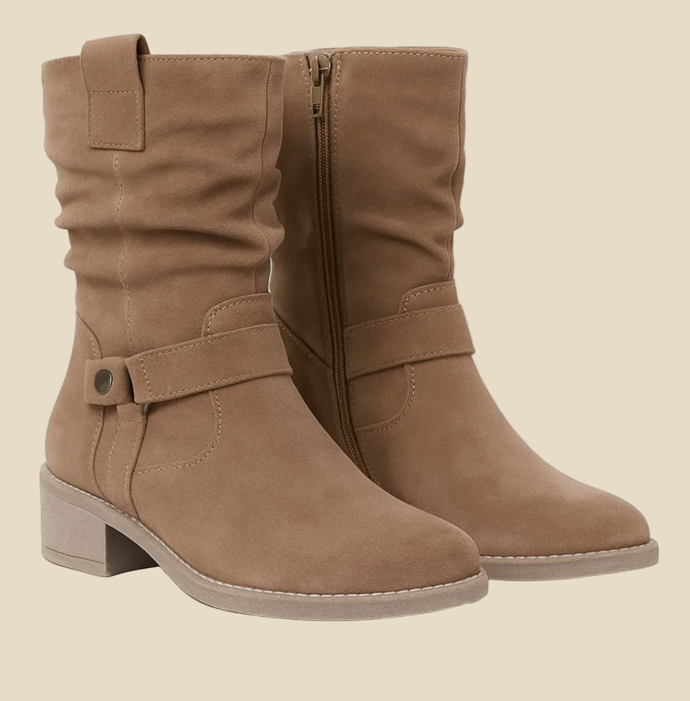 Gianna - Botines de Ante con Detalle Fruncido