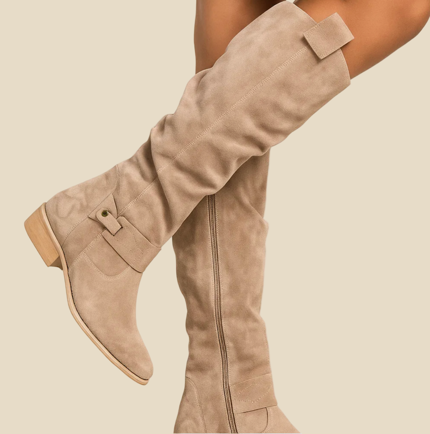 BelleVie – Botas de ante elegantes con tacón bajo