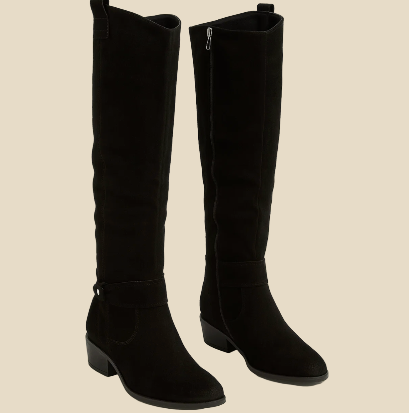 BelleVie – Botas de ante elegantes con tacón bajo