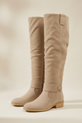 BelleVie – Botas de Ante Sintético de Tacón Bajo