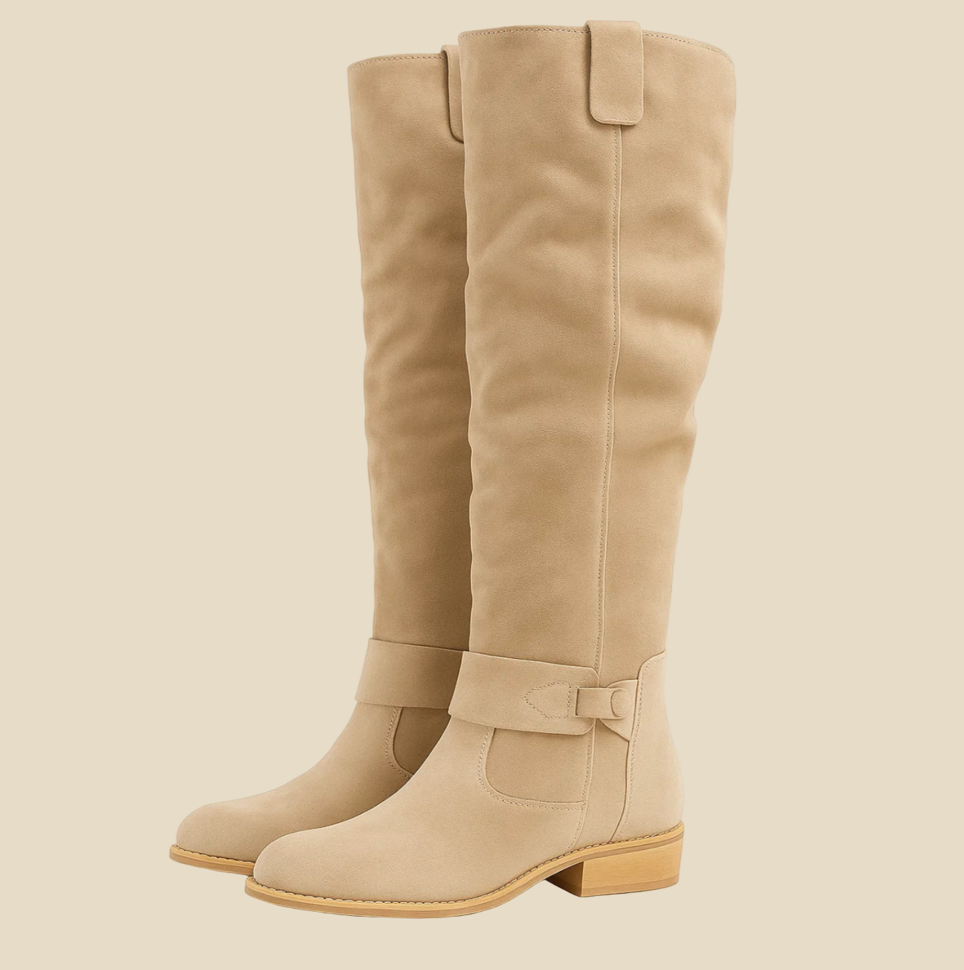 BelleVie – Botas de ante elegantes con tacón bajo