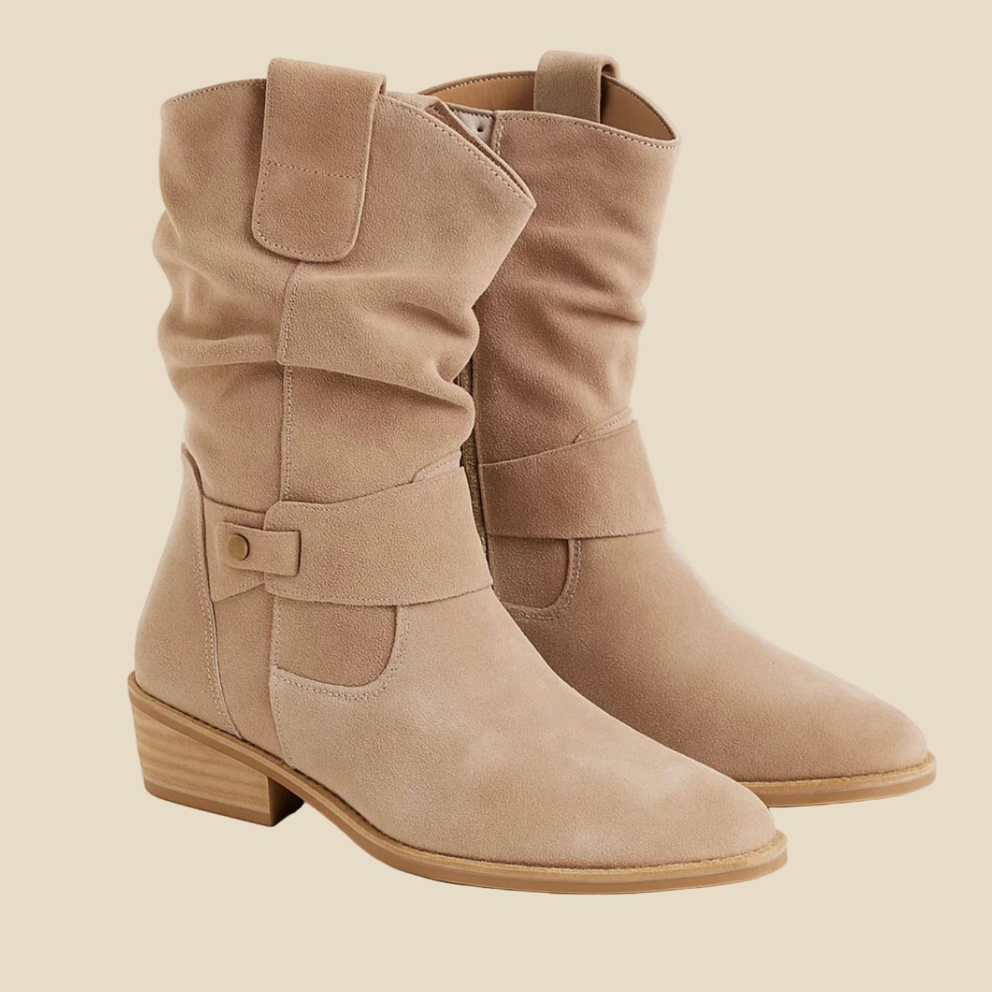 Gianna - Botines de Ante con Detalle Fruncido