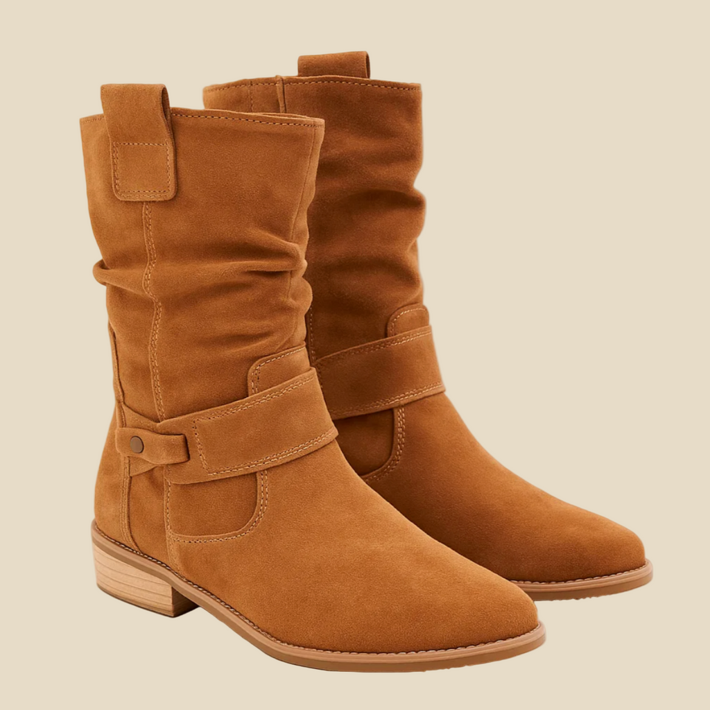 Gianna - Botines de Ante con Detalle Fruncido
