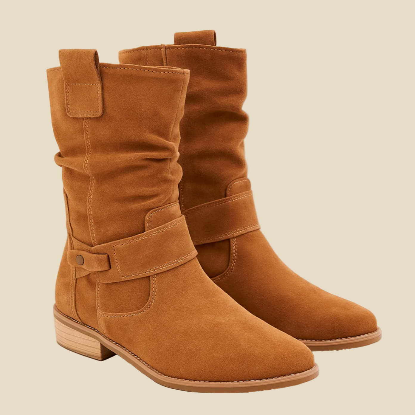 Gianna - Botines de Ante con Detalle Fruncido