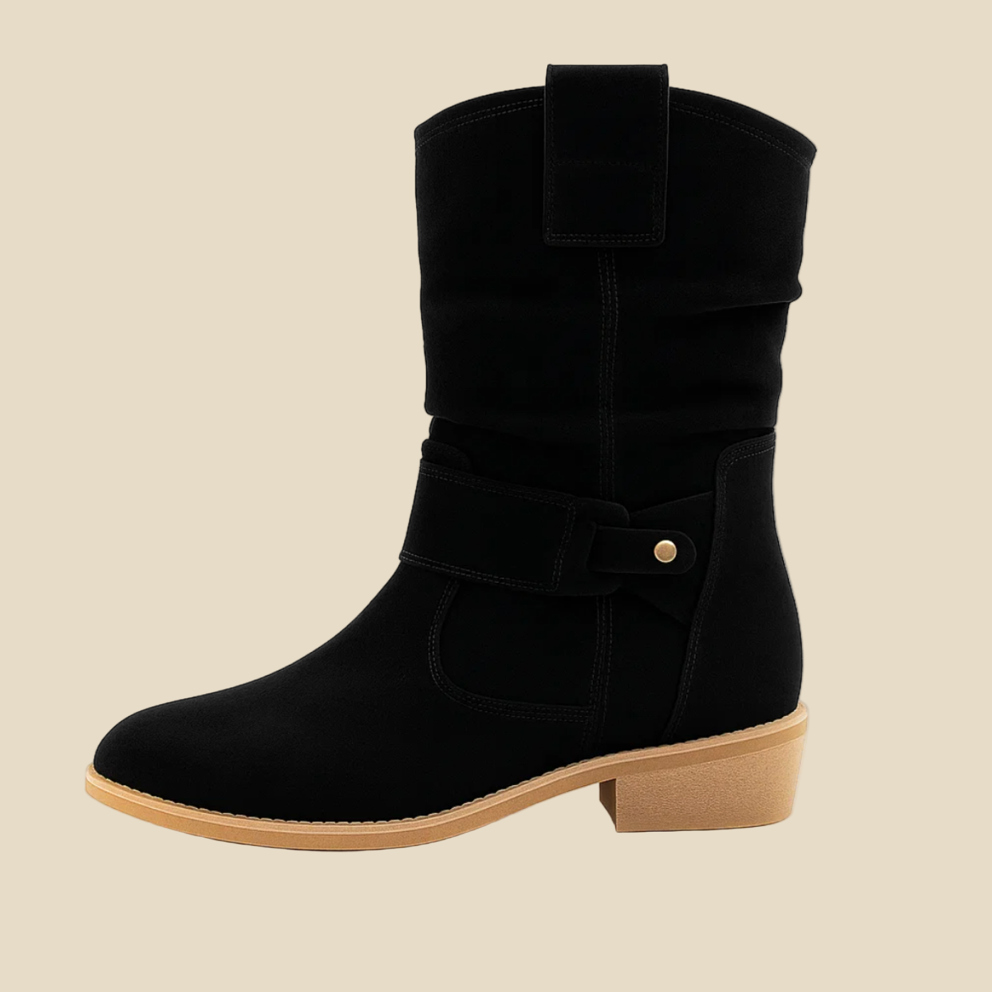 Gianna - Botines de Ante con Detalle Fruncido