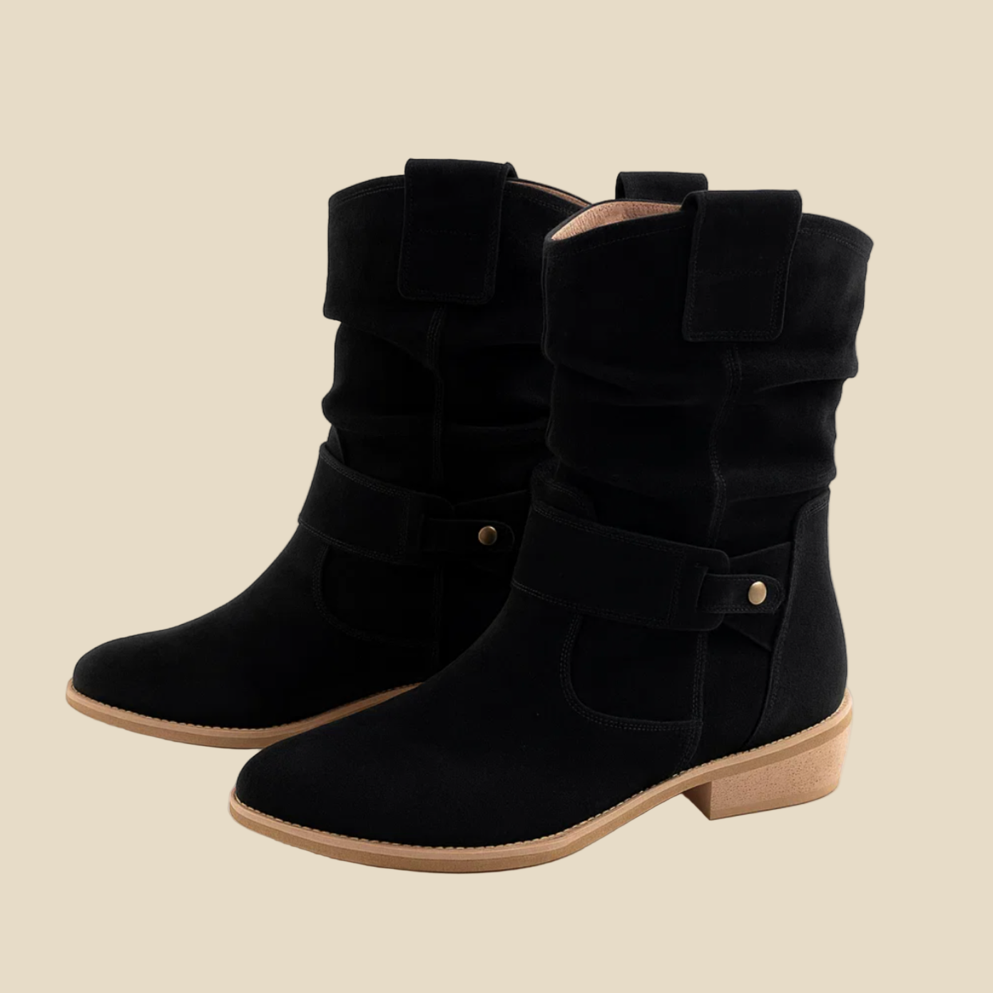 Gianna - Botines de Ante con Detalle Fruncido