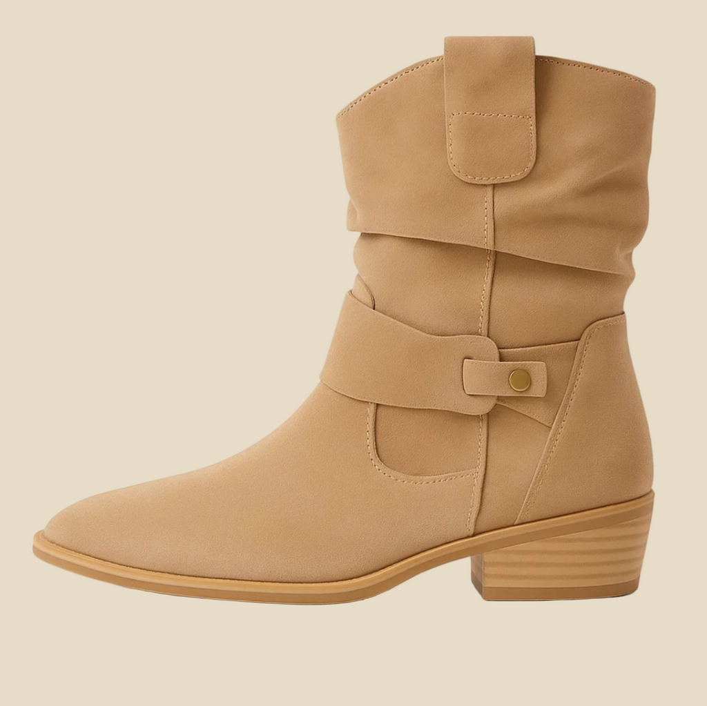 Gianna - Botines de Ante con Detalle Fruncido