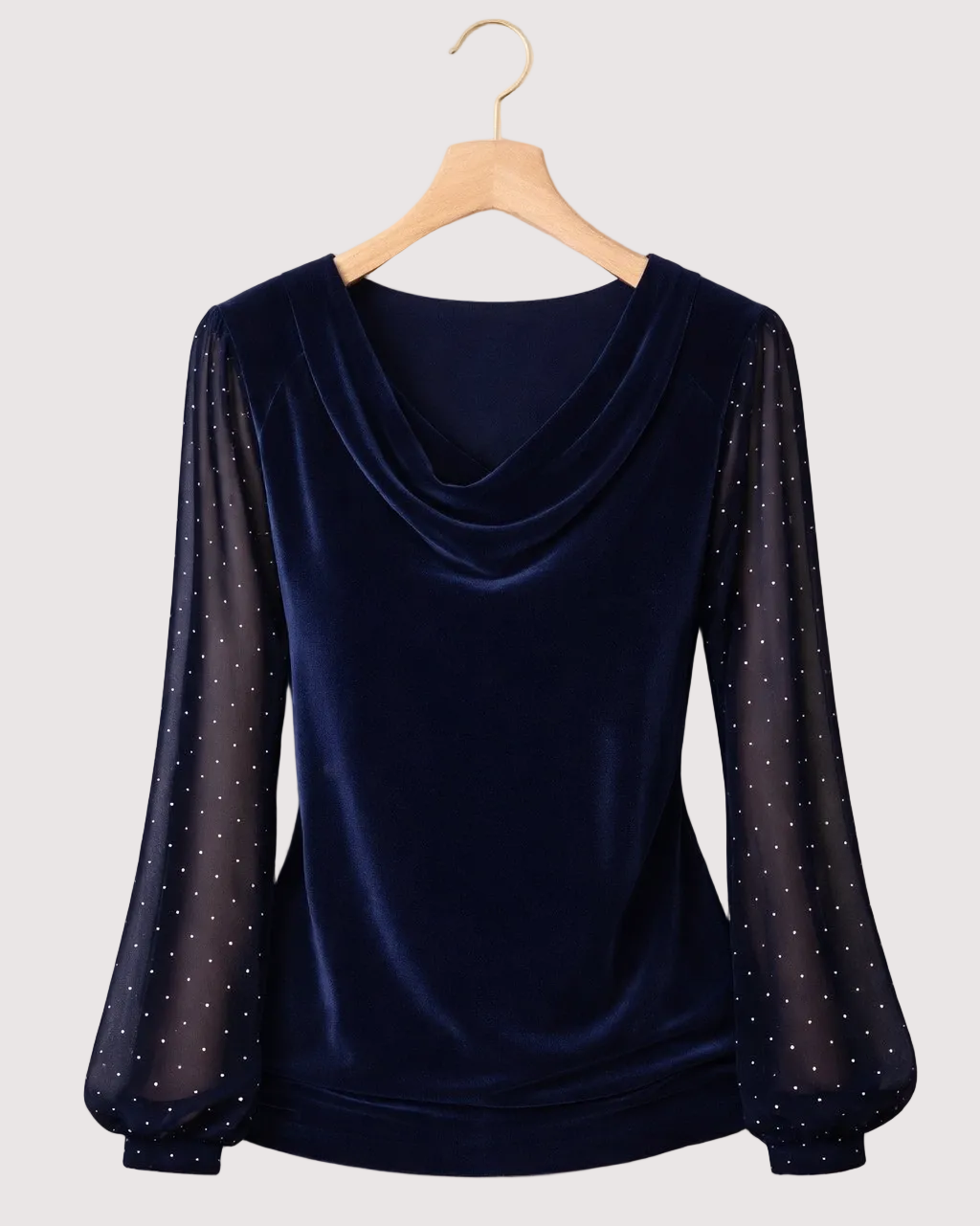 Blusa con Cuello Drappeado Detalles Semitransparentes  – Amelia