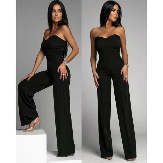 Arianna – Mono elegante sin tirantes de algodón mixto