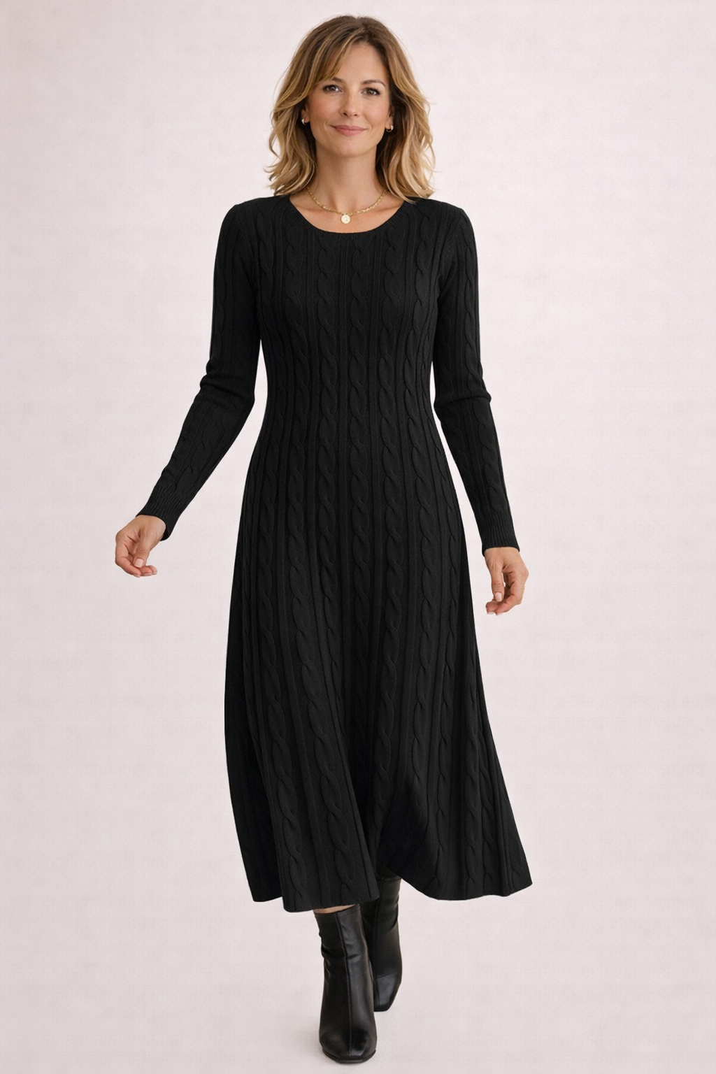 Vanessa – Vestido Largo de Punto & Elegancia Relajada