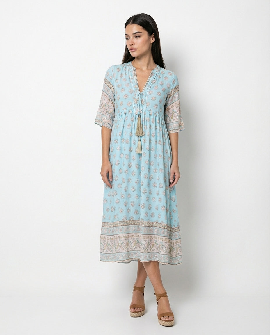 Vestido Fluido con Escote en V – Allegra