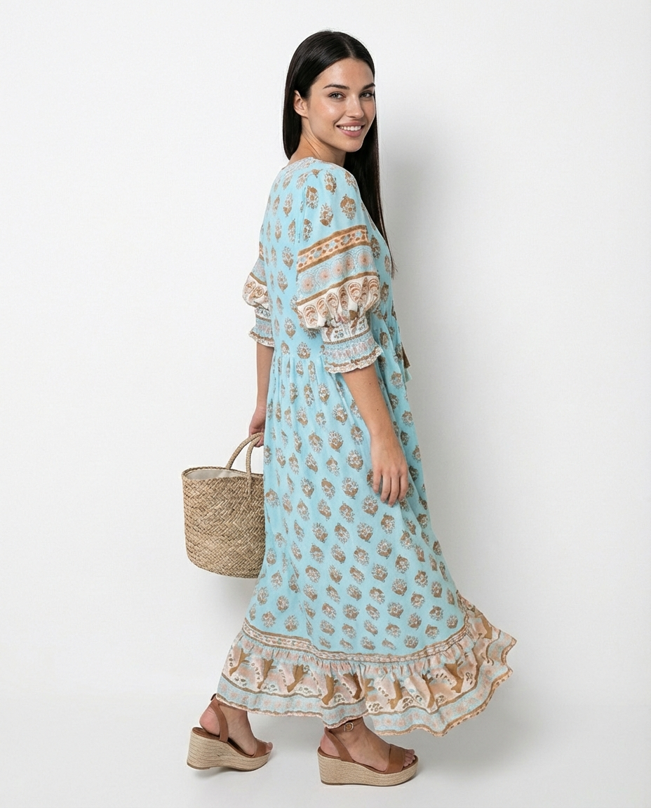 Vestido Fluido con Escote en V – Allegra