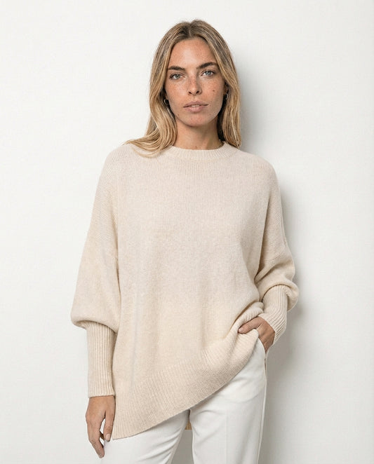 Jersey Oversize de Lana Premium Alessia – Blanco