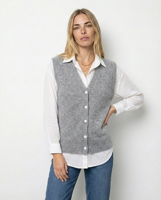Chaleco de Punto Abotonado Trendy