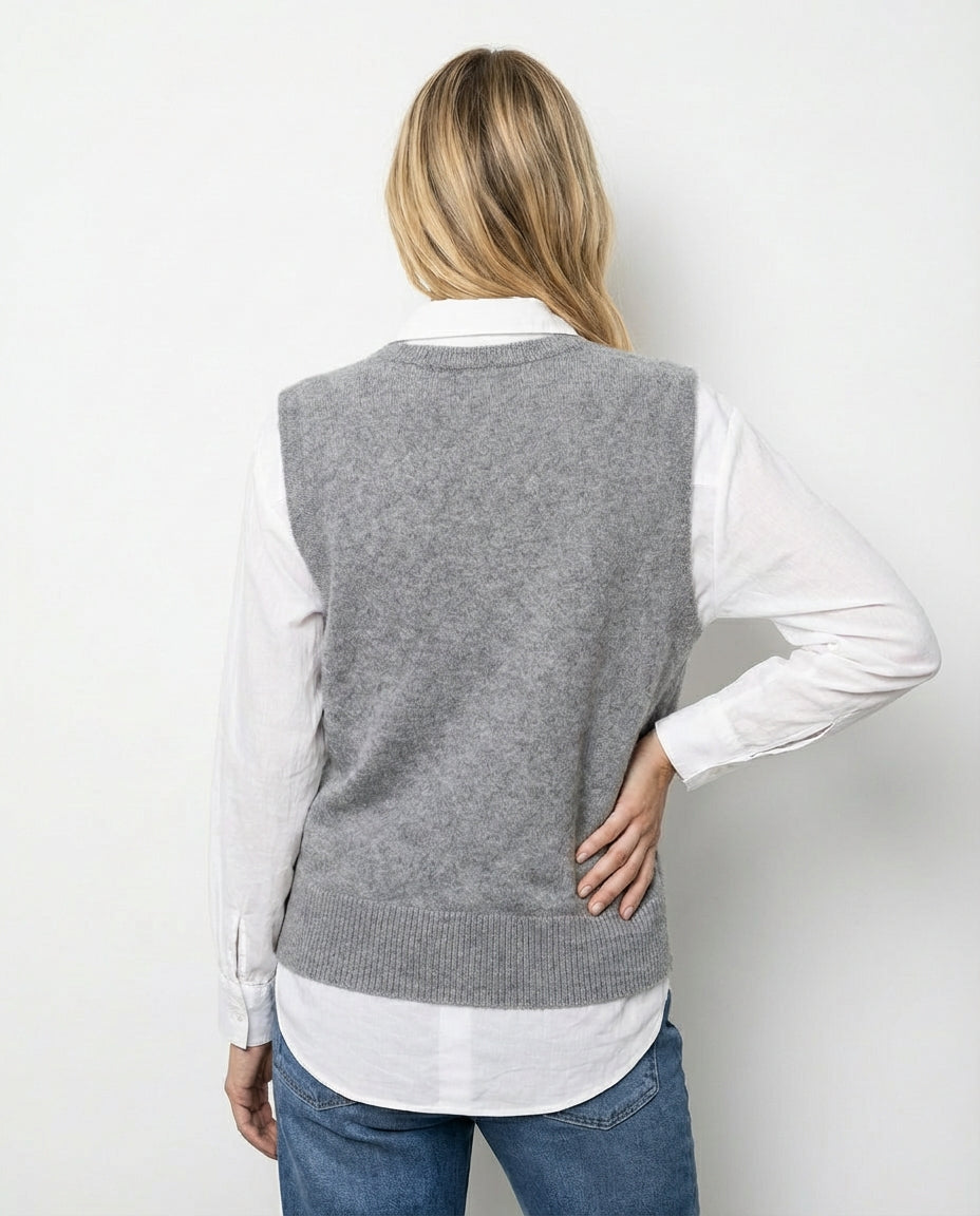 Chaleco de Punto Abotonado Trendy