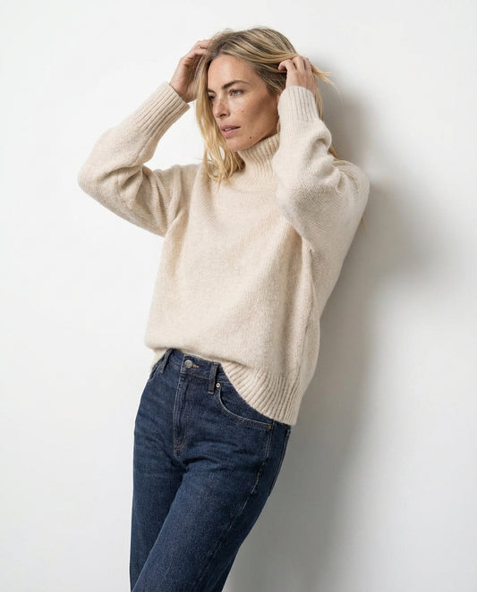 Jersey de cuello alto elegante Isabella - Beige