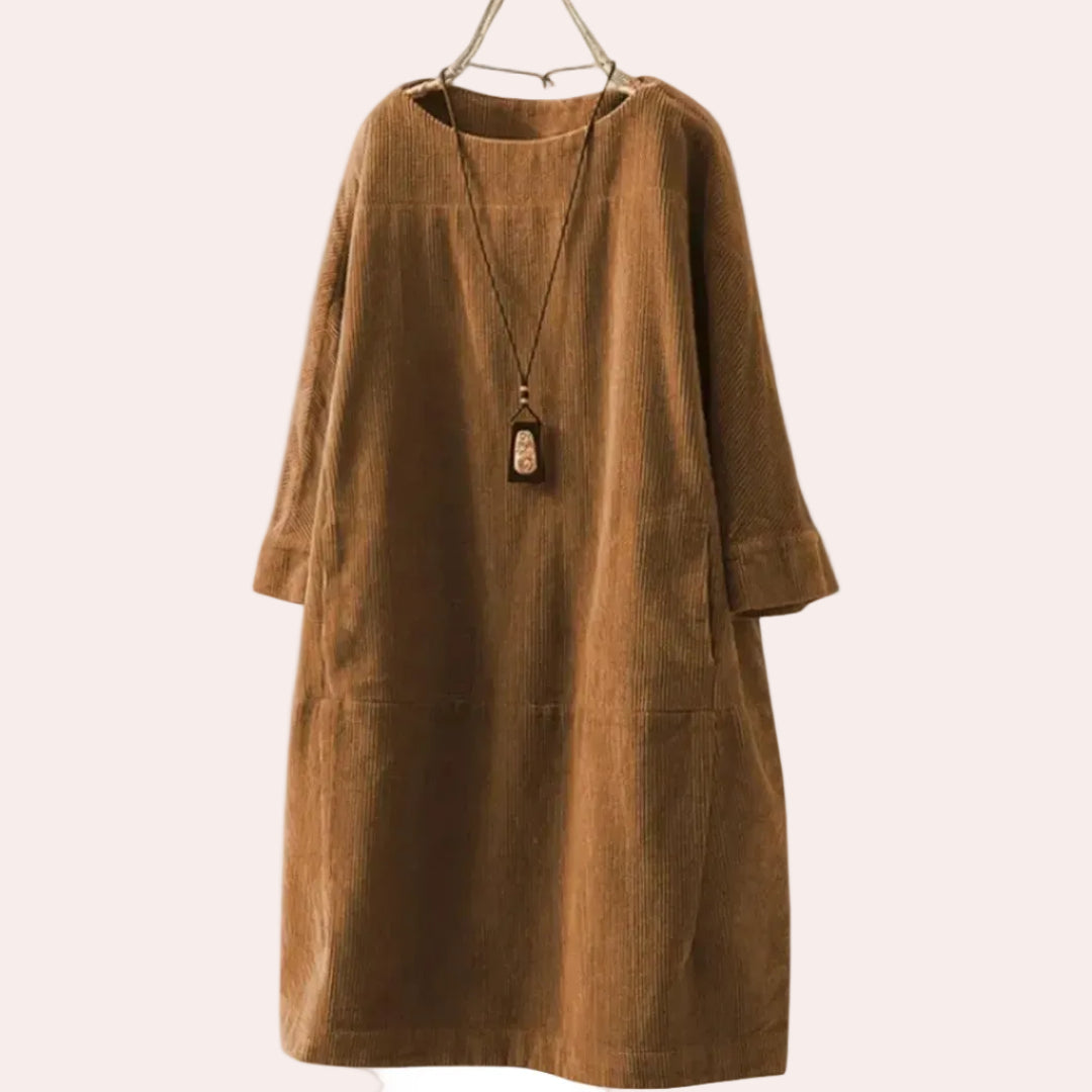 Paula – Vestido de Pana Casual & Comodidad Diaria