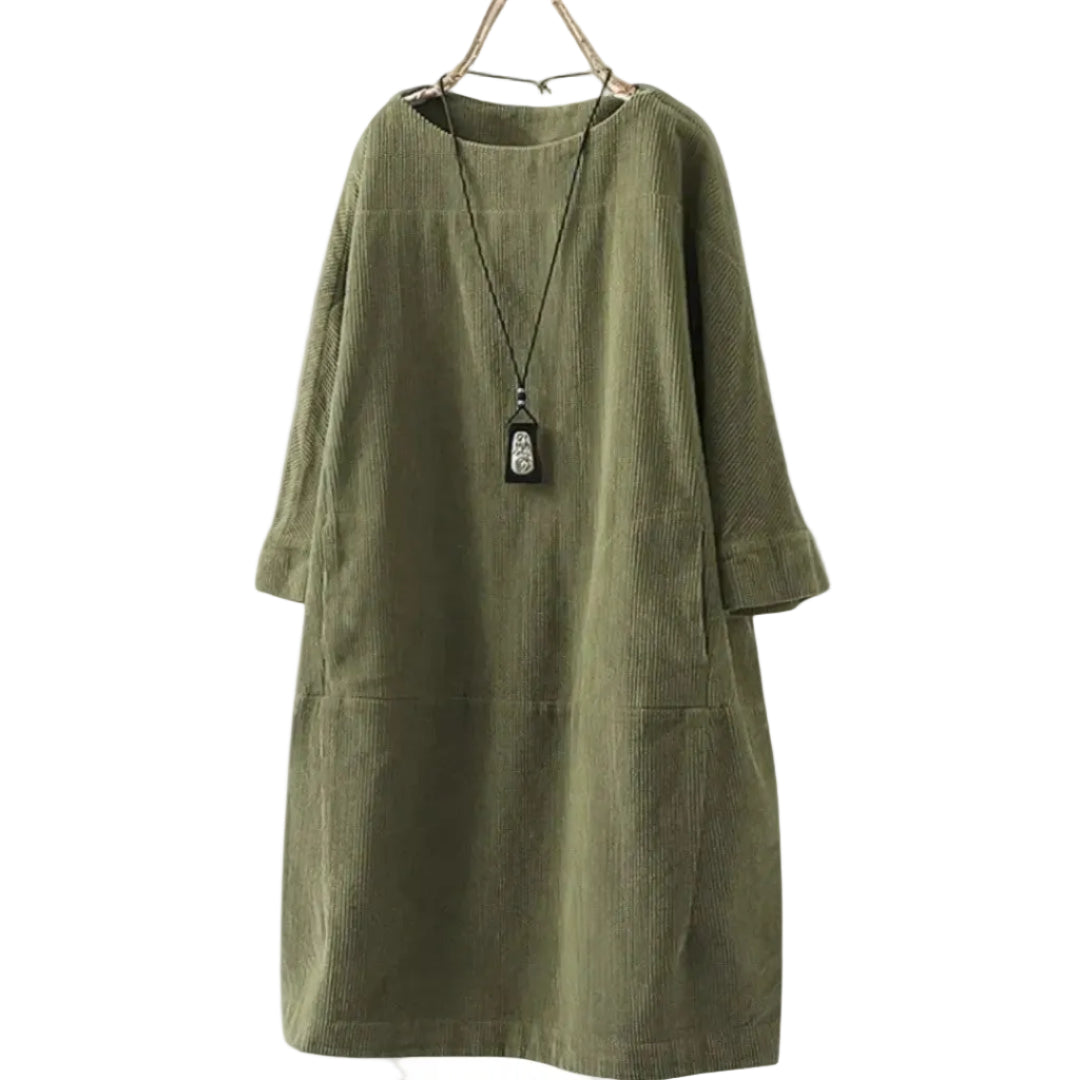 Paula – Vestido de Pana Casual & Comodidad Diaria